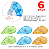 6 Pack Double Sided Tape Roller, Scrapbooking Tape, Permanent Adhesive Tape Dispenser Runner for Crafts and Arts Projects, Photo-Safe, 0.3-inch by XUXU