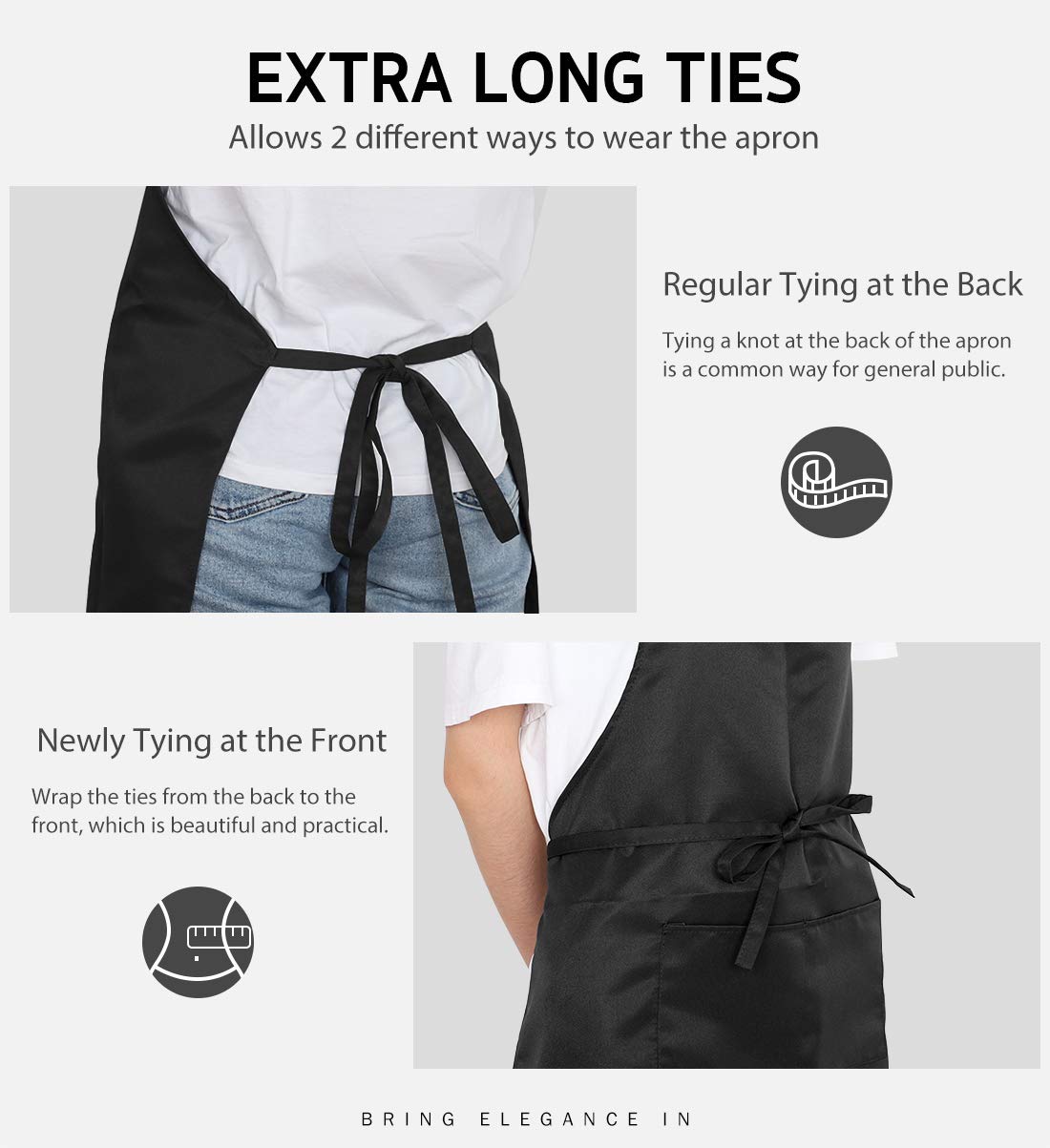 Syntus 4 Pack Chef Apron, 100% Cotton Adjustable Bib Apron Professional Cooking Aprons for Men Women with 2 Pockets, Black Syntus