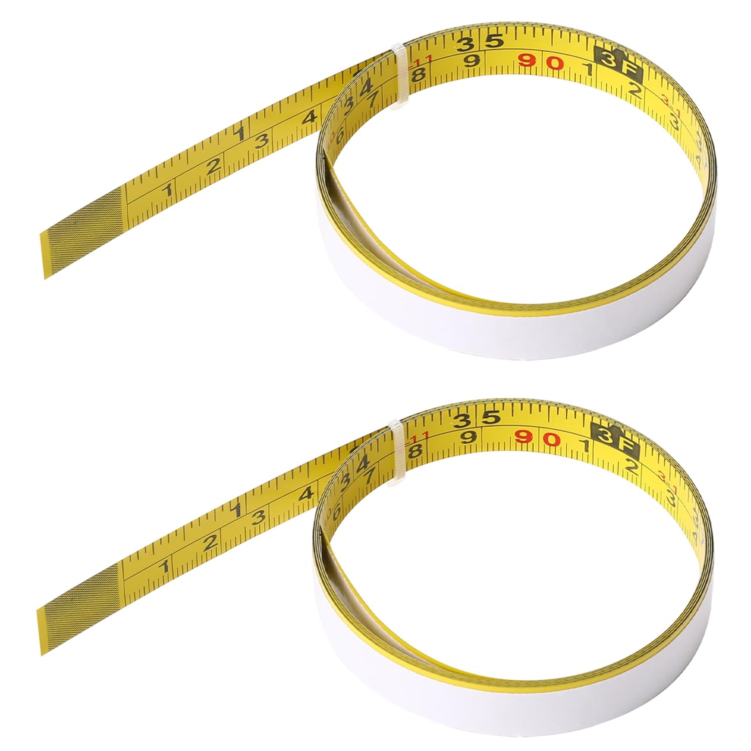 39 Inch Measure Tape with Adhesive Backing, 2 Pack Left to Right Metal Measuring Tape Sticky Measure Tape Double Scale Sticky Tape Measure Workbench Mozeat Lens
