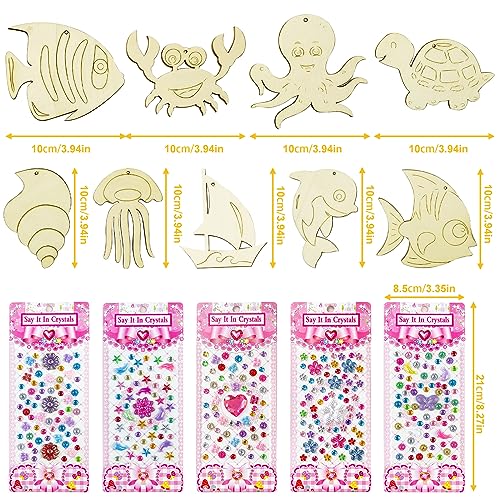 DIY Wooden Magnets, 42 Wooden Art Craft for Kids, Art and Craft Supplies Party Birthday Gift Favors for Boys Girls, Birthday Wood Unfinished Wood homimor