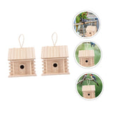 BESPORTBLE 2pcs Hanging Wooden Bird's Nest Wood Decor Wooden Decor Bird Feeders for Outdoors Parakeet Wooden Bird Nest Wood Trim Natural Bird Hut BESPORTBLE
