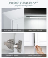 HAIOOU Bathroom Wall Cabinet with Motion Sensor LED Light, Wooden Medicine Cabinet Wall Mounted Cupboard, Over Toilet Storage Cabinet with Buffering HAIOOU