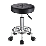 HMTOT Swivel Stool with Wheels Round Rolling Stools PU Leather Height Adjustable Black HMTOT