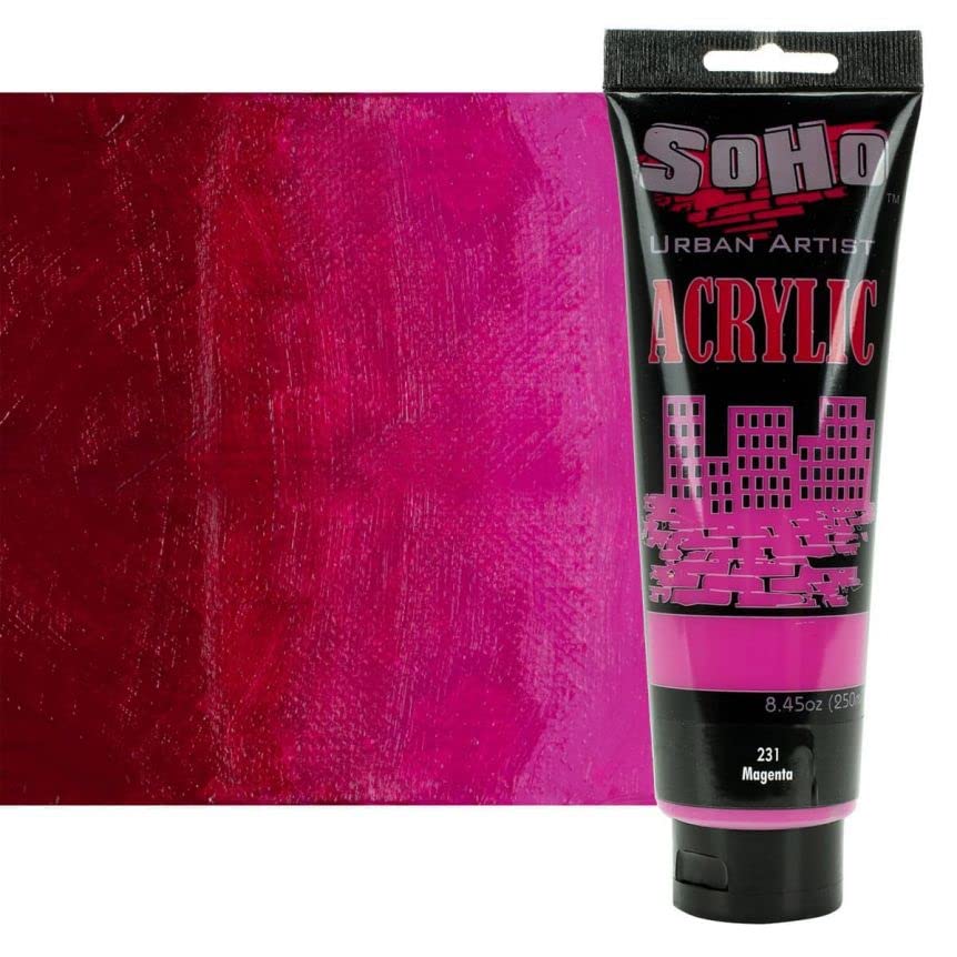 SoHo Urban Artist Acrylic Paint - Thick, Rich, Water-Resistant, Heavy Body Paint, Magenta, 250 ml Tube - WoodArtSupply