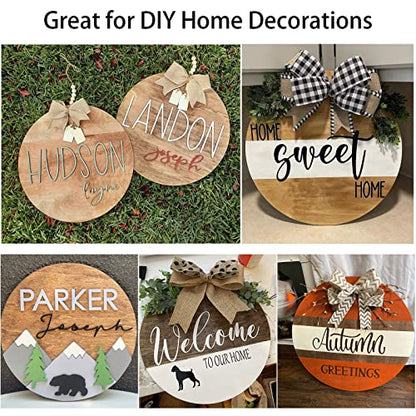 6 Pcs 14 Inch Wood Circles for Crafts Unfinished Wooden Slice Blank Round Wooden Door Hanger Sign Round Wooden Discs with Bows,Twine, Glue Point for