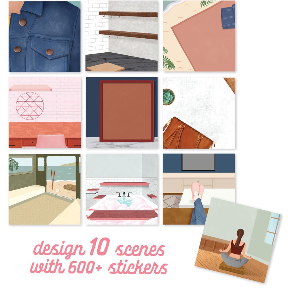 Sticker & Chill — Personal Spaces — Relax and Unwind with Repositionable Stickers — for Teens and Adults Craft Crush