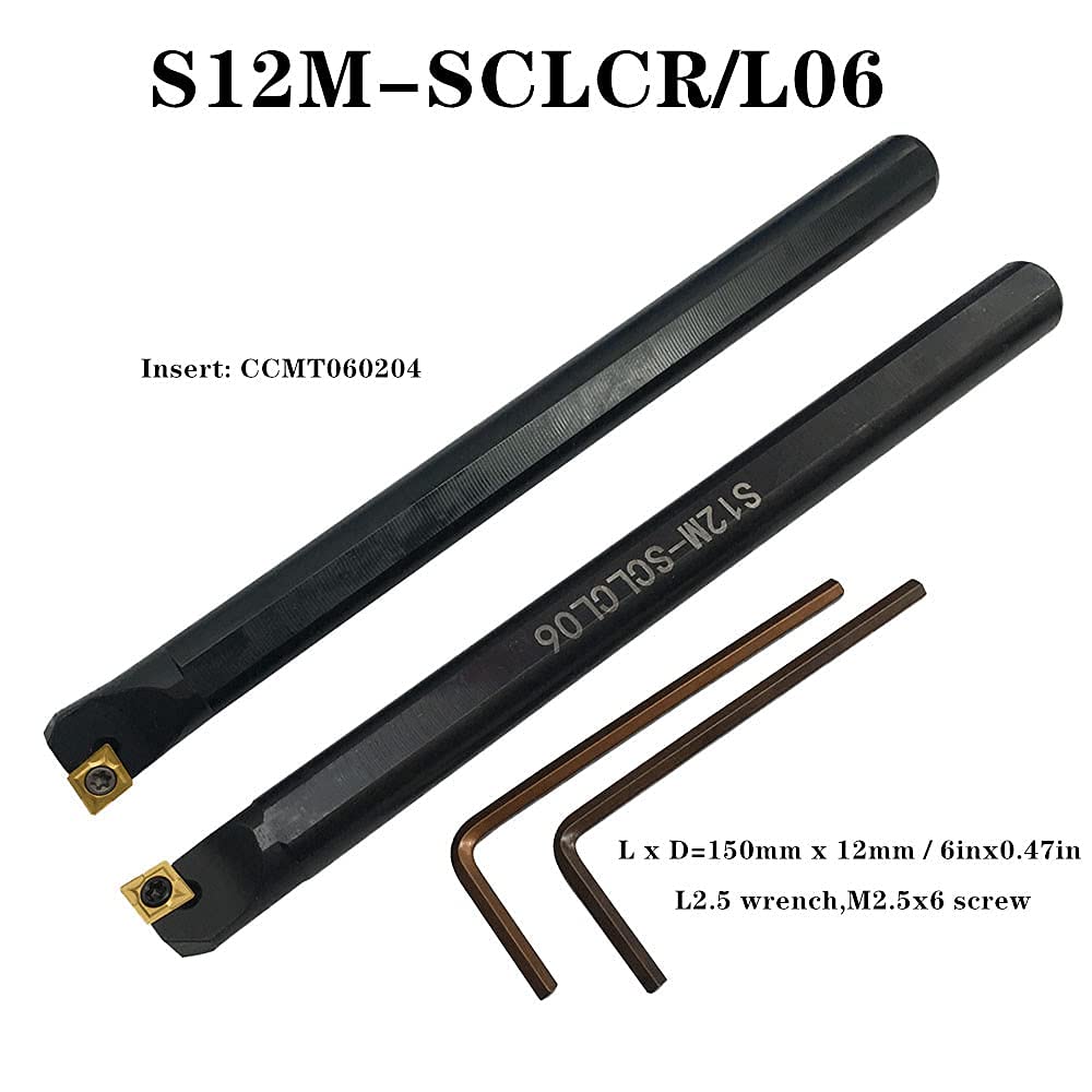 Indexable Lathe Turning Tool,1/2'' Shank 7 Pieces Carbide Turning Tool Set,Metal Lathe Tools Holder for Turning Grooving Threading with Tin Coated KinRite