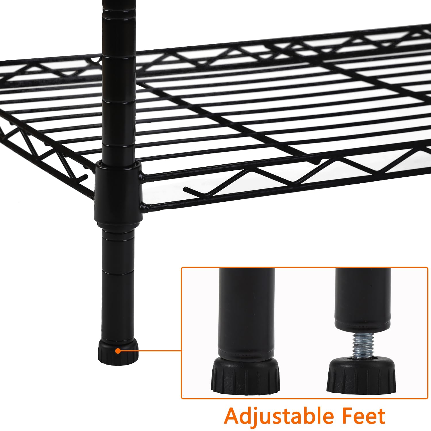 REGILLER 8-Wire Shelving Metal Storage Rack Adjustable Shelves,Standing Storage Shelf Units for Laundry Bathroom Kitchen Pantry Closet (Black,23.9L x REGILLER
