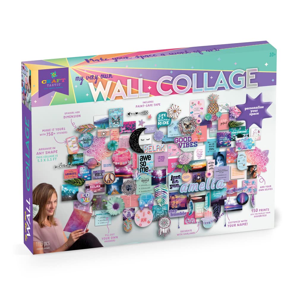 Craft-tastic DIY Wall Collage – Craft Kit – Personalize Your Space with Inspiring Quotes, Pre-cut Designs & Pictures Craft-tastic