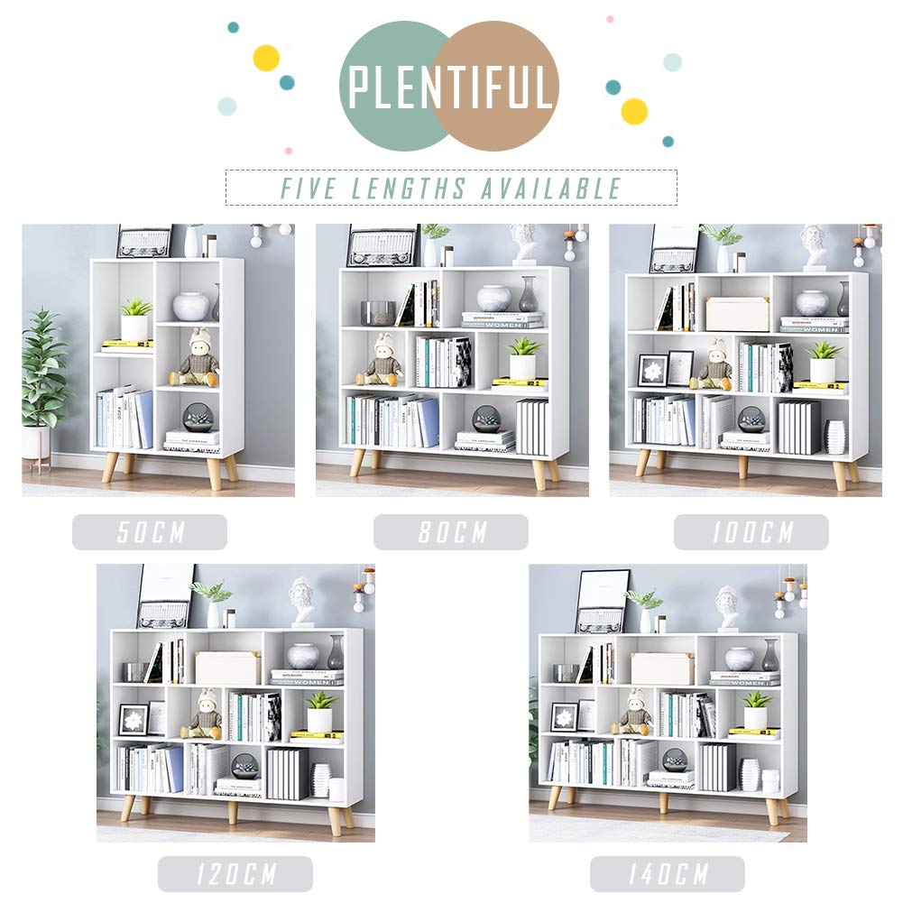 IOTXY Nordic Minimalist 3-Tier Wooden Open Shelf Bookcase in Warm White - WoodArtSupply