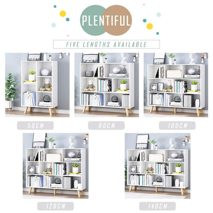 IOTXY Nordic Minimalist 3-Tier Wooden Open Shelf Bookcase in Warm White - WoodArtSupply