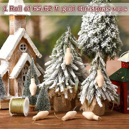 Wenqik Wooden Christmas Light Bulb Unfinished Wood Ornaments for Crafts and Christmas Tree 2-1/8'' Wooden Light Bulb Christmas Tree Ornament with