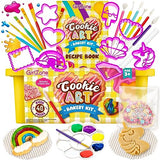 GirlZone Cookie Art Bakery Kit, Decorate Cookies Using Sugar Cookie Decorating Supplies with Stencils, Brushes and Cutters, Fun Cookie Decorating Kit GirlZone