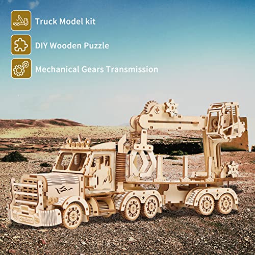 3D Wooden Truck Crane Puzzle Kit for Adults – Challenging DIY Model Building Craft by Hallisun Hallisun