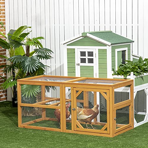 PawHut 55" Wooden Chicken Coop Add-on Expansion, Mini Chicken Coop Outdoor Chicken Run Hen House with Combinable Design