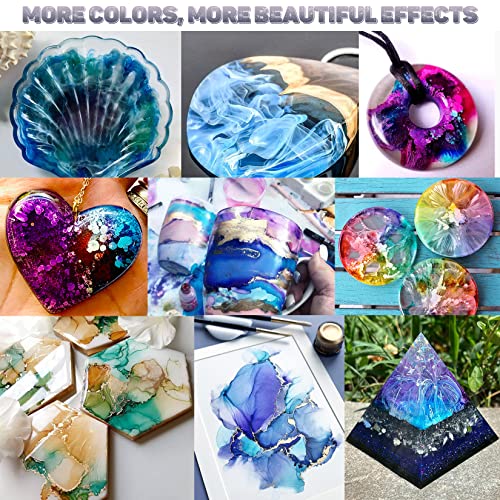 Alcohol Ink Set - 20 Bottles Vibrant Colors High Concentrated Alcohol-Based Ink, Concentrated Epoxy Resin Paint Colour Dye Great for Resin Petri Sig Wong
