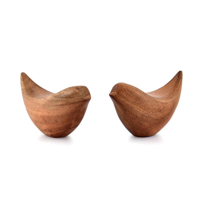 NIRMAN Acacia Wood Bird Statues Set Home Décor Bird Sculpture for Living Room, Bathroom, Office Modern Style Birds Decorative Ornaments (Set of 2) - WoodArtSupply