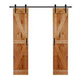 LUBANN Rustic Hardwood Barn Door Unfinished Knotty Alder Solid Wood Barn Door Slab (bi-Parting 19X2) LUBANN