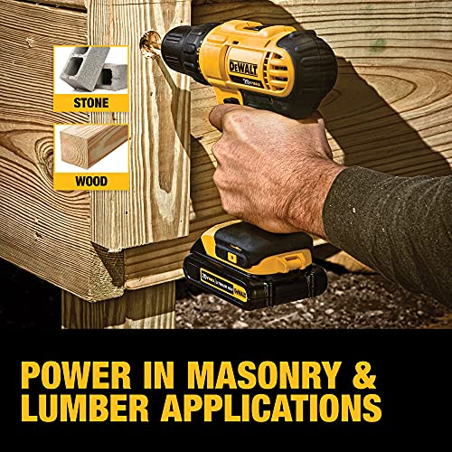 DEWALT 20V Max Cordless Drill / Driver Kit, Compact, 1/2-Inch (DCD771C2), Dewalt Yellow - WoodArtSupply