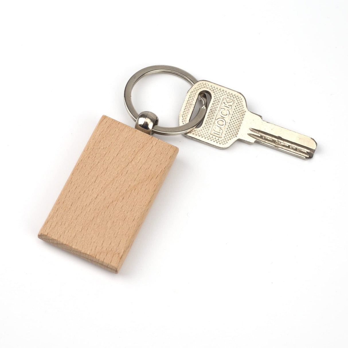 ASUNFO Pack of 20 Rectangle Wood Blanks Keychain Unfinished Wooden Blank Key Chain Chains for Engraving Crafts Ornament ASUNFO