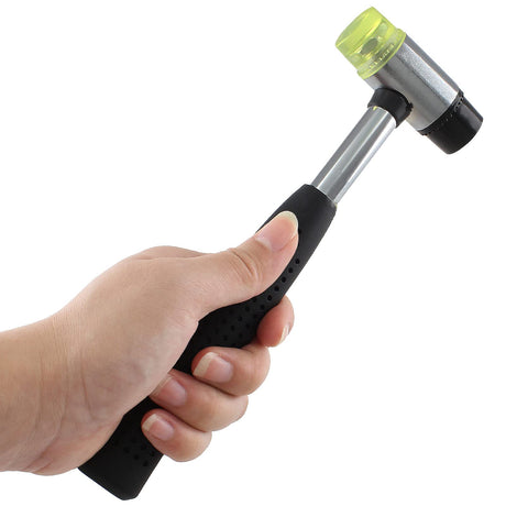 Kyuionty Rubber Mallet Hammer 25mm Double-Face Nylon Rubber Hammer, Soft & Hard Head Mallet with Replacement Heads for Jewelers, Woodworking, Floor Kyuionty