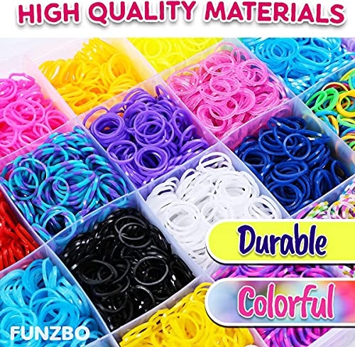 FUNZBO 2200+ Rubber Band Bracelet Kit - Bracelet Making Kit with Letter Beads, Charms and Accesscories, Birthday Gifts, Arts and Crafts for Kids, FUNZBO