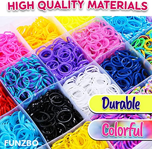 FUNZBO 2200+ Rubber Band Bracelet Kit - Bracelet Making Kit with Letter Beads, Charms and Accesscories, Birthday Gifts, Arts and Crafts for Kids,