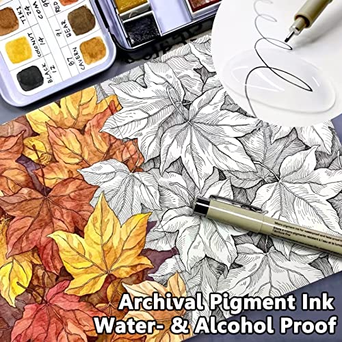 GETHPEN Black Micro-Pen Fineliner Ink Pens, Waterproof Archival Ink, Drawing Pens, Artist Illustration Pens, Multiliner, for Art Watercolor, Sketching