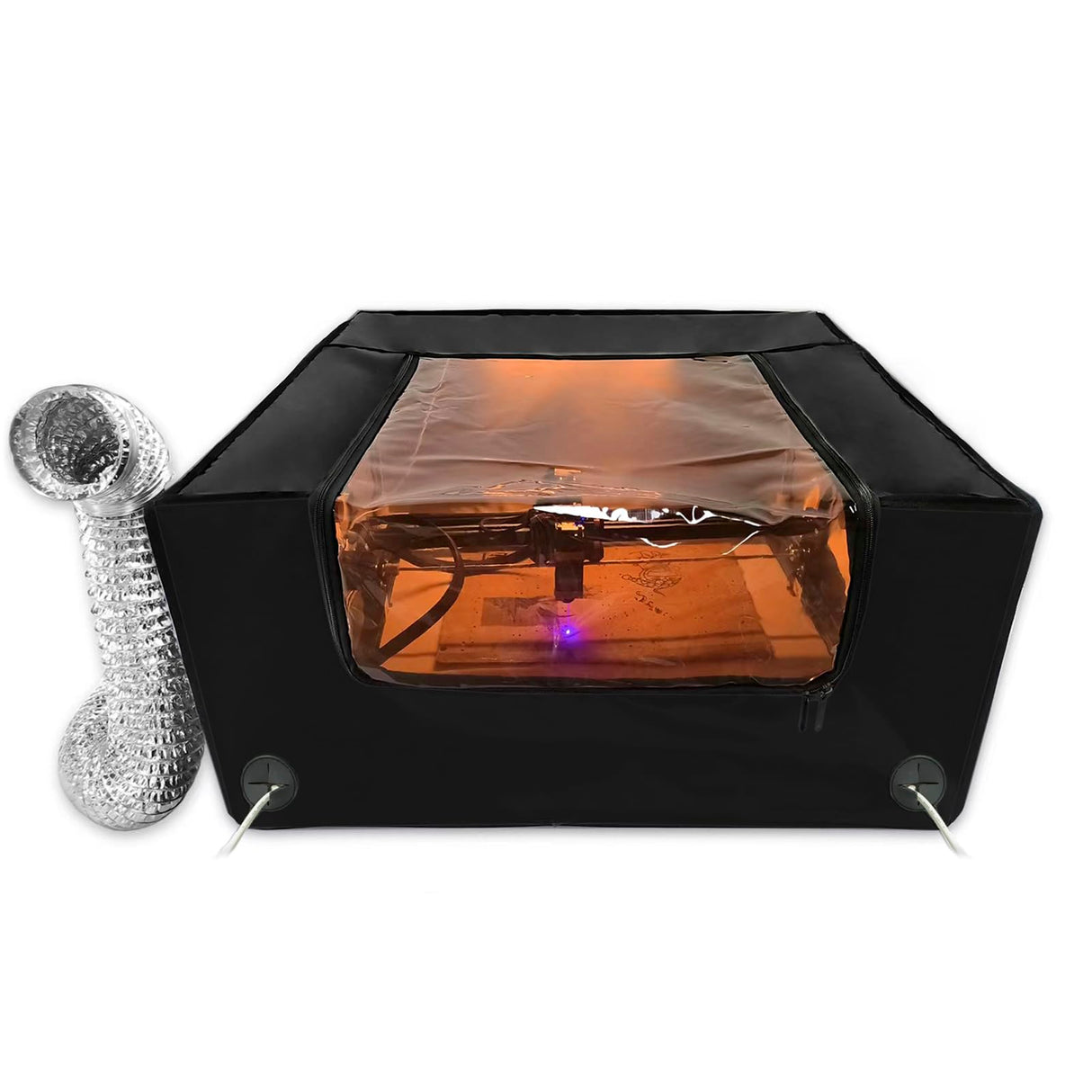 Makacces Laser Engraver Enclosure with Smoke Vent, Fireproof Fabric, Eye Protection Film, 25x25x13 Inch Laser Engraving Machine Protective Cover, for Makacces