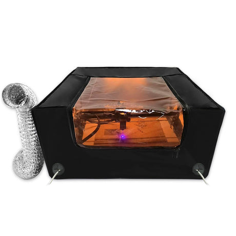 Makacces Laser Engraver Enclosure with Smoke Vent, Fireproof Fabric, Eye Protection Film, 25x25x13 Inch Laser Engraving Machine Protective Cover, for Makacces