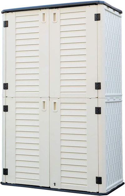 HOMSPARK Vertical Storage Shed Weather Resistance, Double-Layer Outdoor Storage Cabinet for Backyards and Patios Accessories, (50 in. L x 29 in. W x