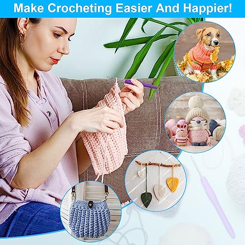 MECHEER Crochet Hooks 12 Sizes Crochet Hook Set, 51 Pack Yarn Crochet Kit for Beginners, Knitting Needles with Ergonomic Handles for Arthritic Hands, MECHEER