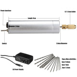 Yakamoz 0.7-1.2mm Mini Micro Electric Aluminum Hand Portable Handheld Drill with 15pcs Drill Bits, 2A Power Supply Included YAKAMOZ