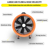 Utility Blower Fan 12 Inch, 550W High Velocity Ventilator with Duct Hose, Low Noise Portable Ventilation Fan, Fume Extractor for Exhausting & FDTDUCT