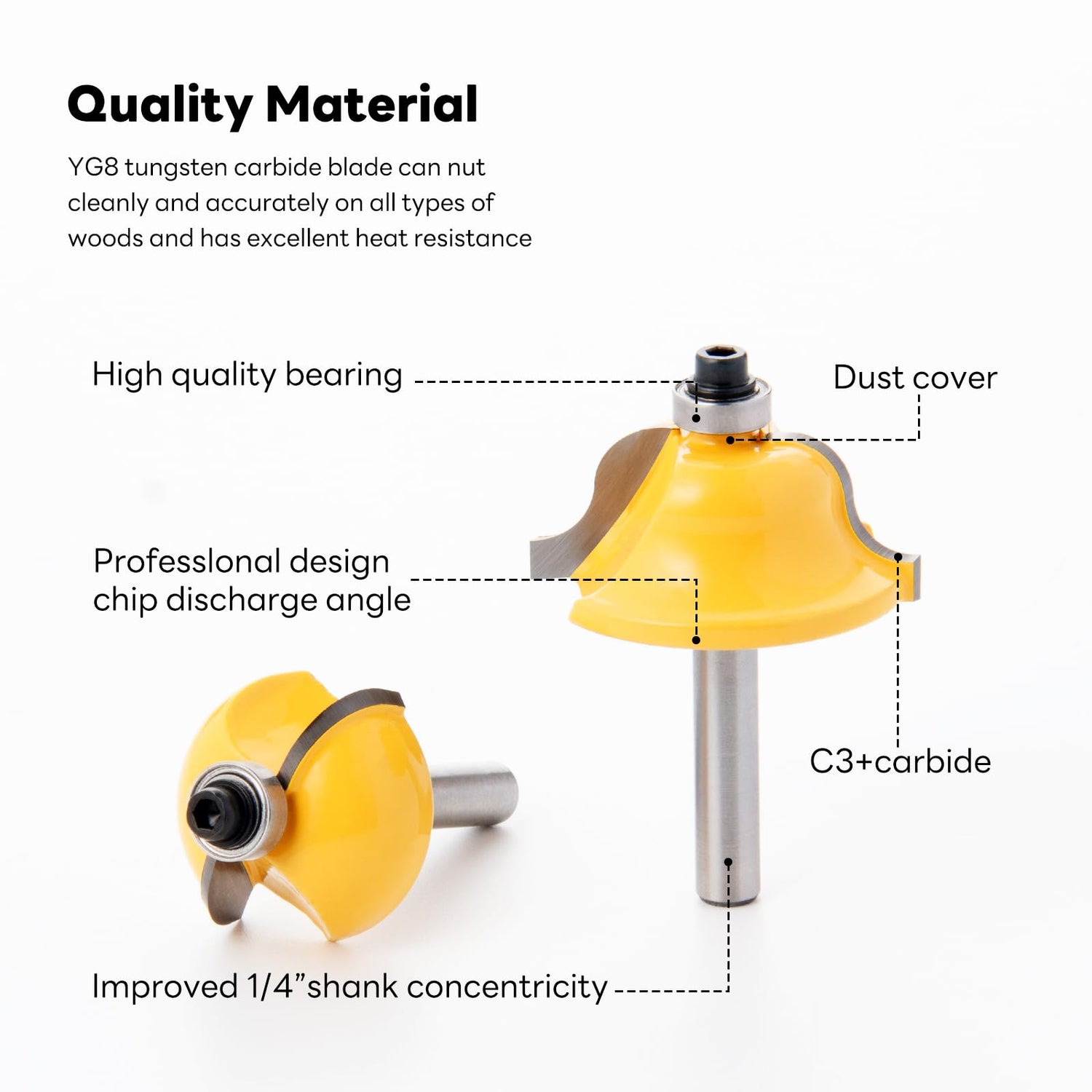EilxMag 100 Pieces Router Bit Set, Router Bits 1/4 Inch Shank with Aluminum Storage Case Tungsten Carbide Router Bits Kit for Professional EilxMag