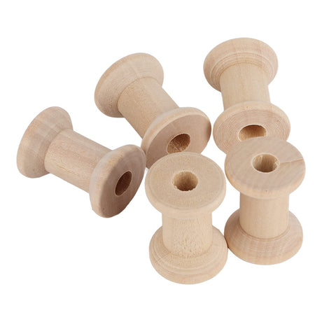 50PCS Hourglass Wooden Spools, Wooden Spools for Crafts, Unfinished Empty Thread Spool, Wooden Ribbon Spools Empty Wooden Thread Spools for Arts and HERCHR