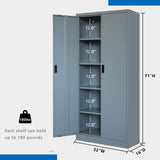 BESFUR Metal Storage Cabinet, Steel Locking Storage Cabinet with 2 Doors and 4 Shelves for Garage, Office, Classroom BESFUR