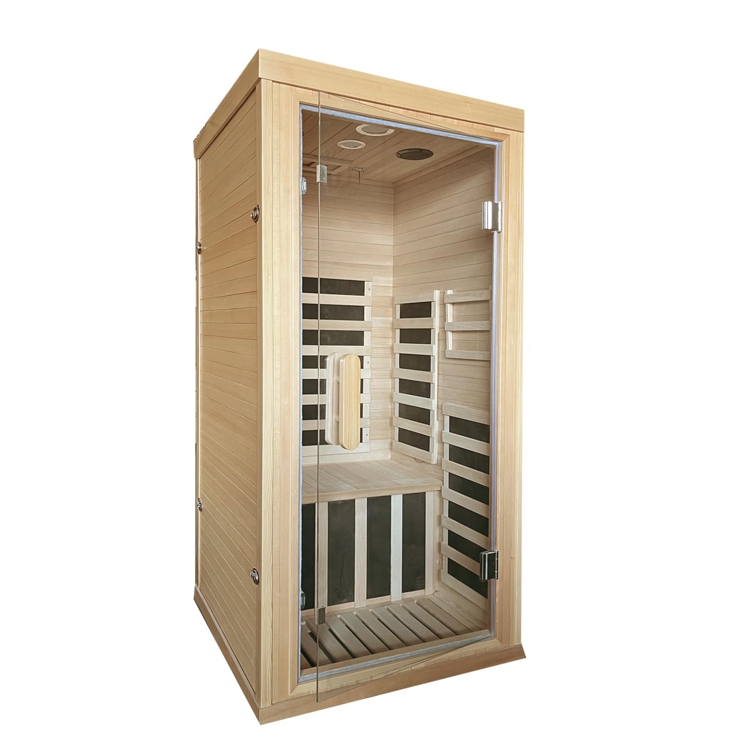Infrared Saunas Room for Home 1 Person 1260W,7 Piece Graphene Heating Plate Dry Sauna, Wooden Canadian Hemlock Indoor Spa Sauna,Multi Functional Kang Share