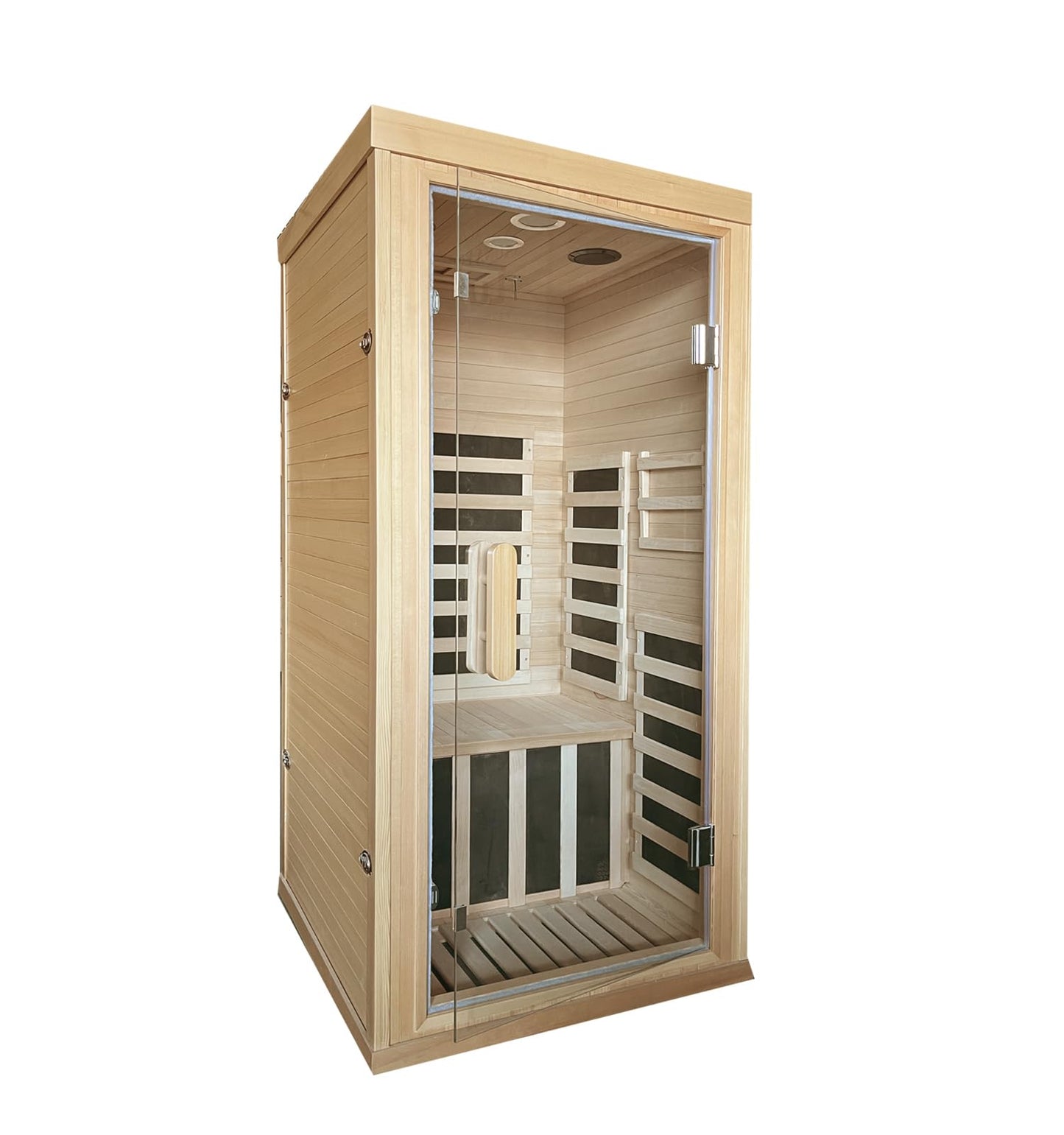 Infrared Saunas Room for Home 1 Person 1260W,7 Piece Graphene Heating Plate Dry Sauna, Wooden Canadian Hemlock Indoor Spa Sauna,Multi Functional - WoodArtSupply