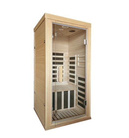 Infrared Saunas Room for Home 1 Person 1260W,7 Piece Graphene Heating Plate Dry Sauna, Wooden Canadian Hemlock Indoor Spa Sauna,Multi Functional - WoodArtSupply