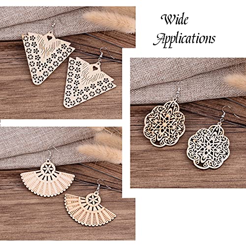 60Pcs Unfinished Wooden Burlywood Dangle Earrings Kit 10 Styles Natural Wood Big Charms with Jump Rings and Earring Hooks for Jewelry Craft Making PH PandaHall