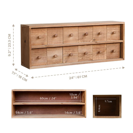 Vintage Desktop Storage Chest with 12 Drawers - Desktop Chest Drawer for Storage and Organization - Solid Wood Medicine Cabinet for Tabletop - Woodaholic
