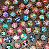 ToBeIT 36pcs Bezel Pendant Trays round wooden and Glass Cabochon Round Clear Dome for DIY Crafting Photo Jewelry Making ToBeIT