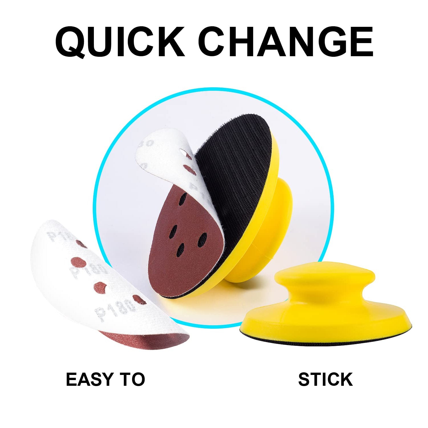 MIDO Professional Abrasive Hook and Loop Hand Sanding Block 5 Inch Mouse and Round Sanding Holder 2 PCS Hand Sanding Pad for Woodworking Hook Backing MIDO Professional Abrasive