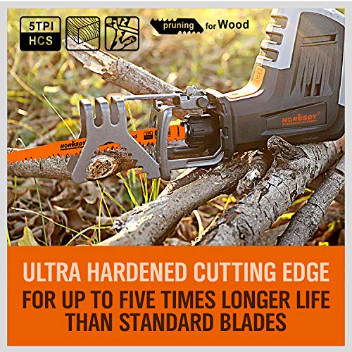 HORUSDY 12-Inch Wood Pruning Reciprocating Saw Blades, 5 Pack, 5TPI Saw Blades