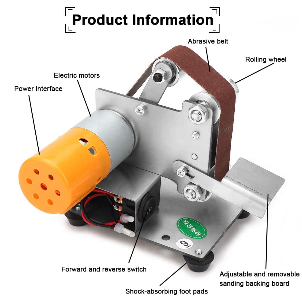 Electric Belt-Sander Polishing-Grinding Sharpener Adjustable - 13 x 1.2inch DIY Power Sanding Machine Mini Bench Belt Grinder, 7-Speed - WoodArtSupply