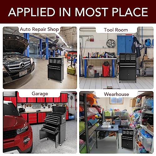 SUN & SUMMER 8-Drawer Rolling Tool Chest with Wheels Tool Storage Organizer Cabinets with Lockable Drawers Tool Box with Adjustable Shelf Tool Chest SUN & SUMMER