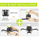 4 Pack Led Garage Lights, 60W Deformable Garage Ceiling Light 8000lm E26 Basement Lights with 3 Adjustable Led Panels 270° – Fits for Garage, CHAREADA