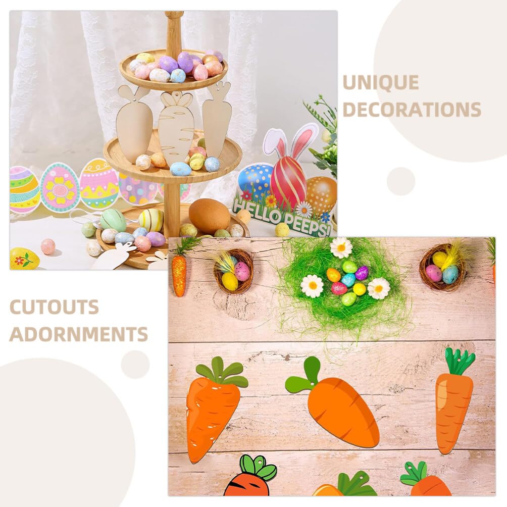 Lurrose 12Pcs Wood Carrot Cutouts Easter Wooden Carrot Ornaments Unfinished Carrot Shape Wood Slices for Easter DIY Crafts Party Home Decorations Lurrose
