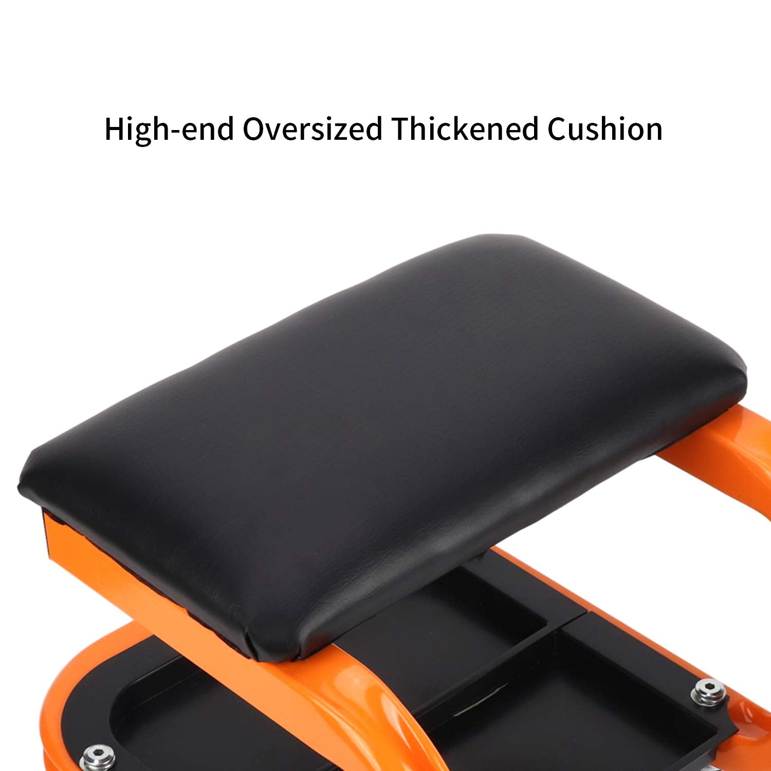 awagas Heavy Duty Rolling Creeper Garage Shop Seat Rolling Garage Stool Big Padded Mechanic Seat Mechanics Stool with Segmented Tool Tray Storage and awagas